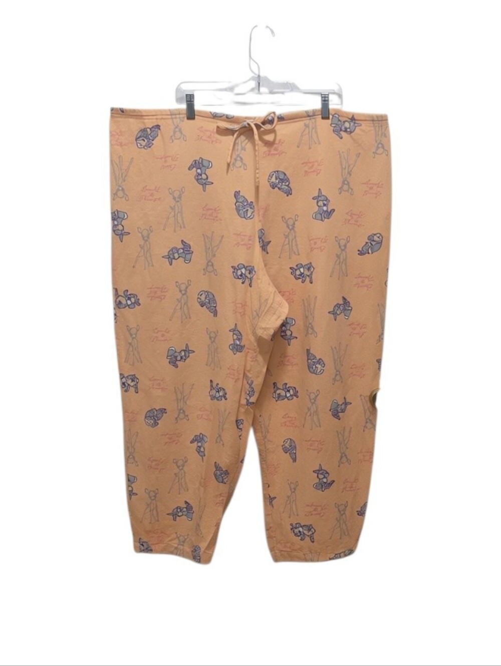 Disney Bambi Thumper 3X Cotton Pajama Pants Peach Lounge Sleepwear Plus Size